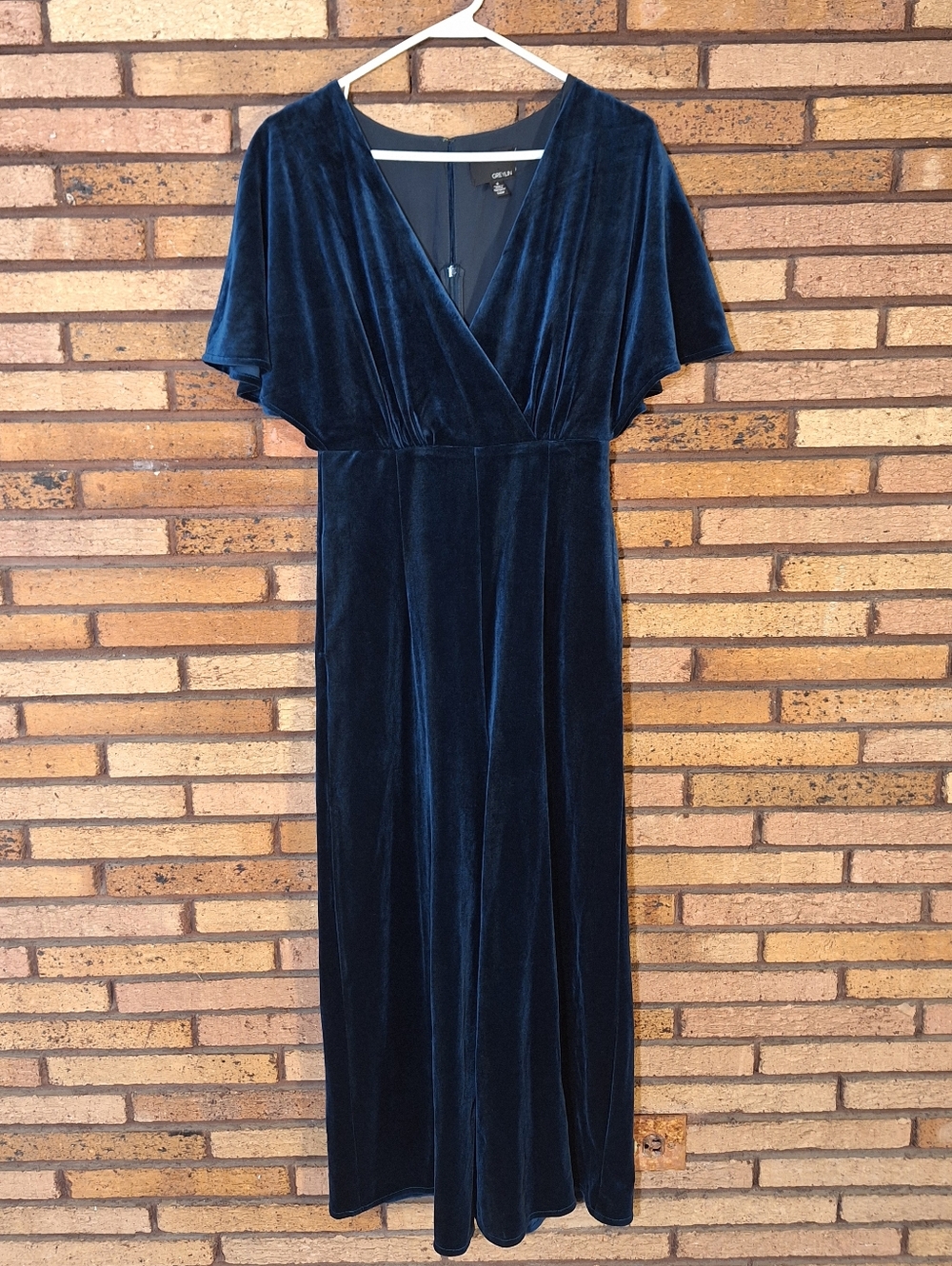 Anthropologie Greylin Charlize Textured Dark Teal Velvet Small Jumpsuit